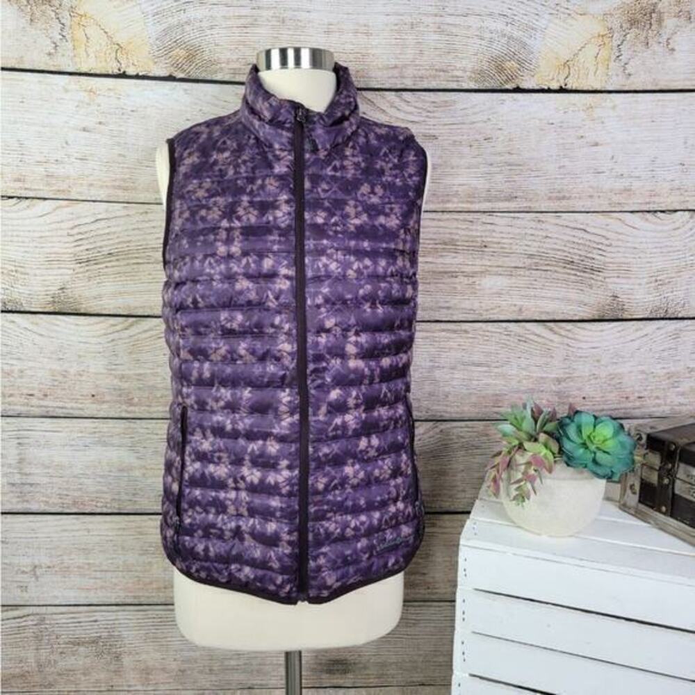 Eddie Bauer Microlight Down Vest Purple Zip Up Sleeveless Size Small